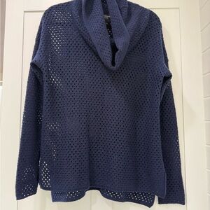Sutton Studio Blue Cowl Neck Sweater with Textured Knit